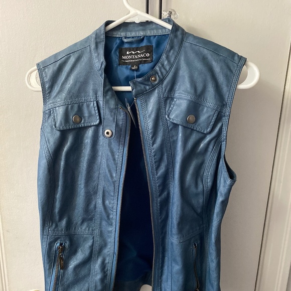 Brand new Montanaco faux leather vest size S, blue - Picture 1 of 4